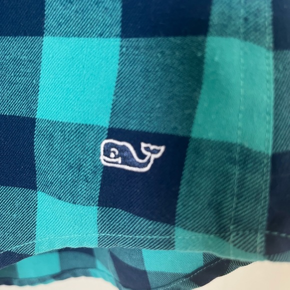 NWOT Vinyard Vines, Performance, Relaxed-fit teal/navy checkered button down - Picture 3 of 7